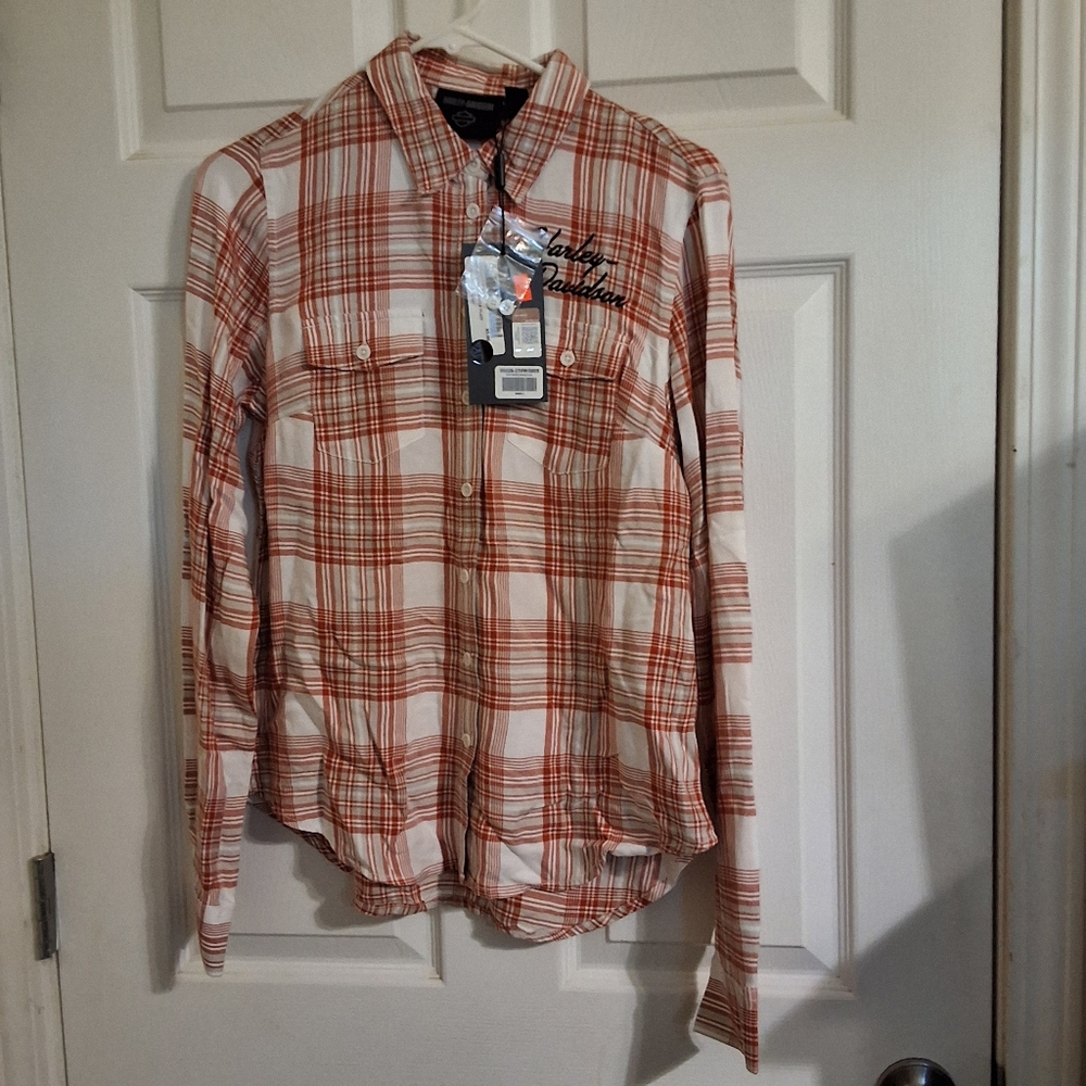 NWT HARLEY DAVIDSON LONG SLEEVE WOVEN PLAID SHIRT
